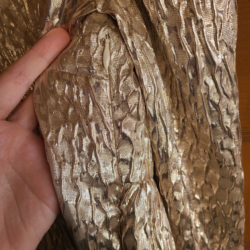 Rachel Comey Top Bar Textured Blouse Champagne 4 Metallic Puff Sleeve Designer - Picture 6 of 10